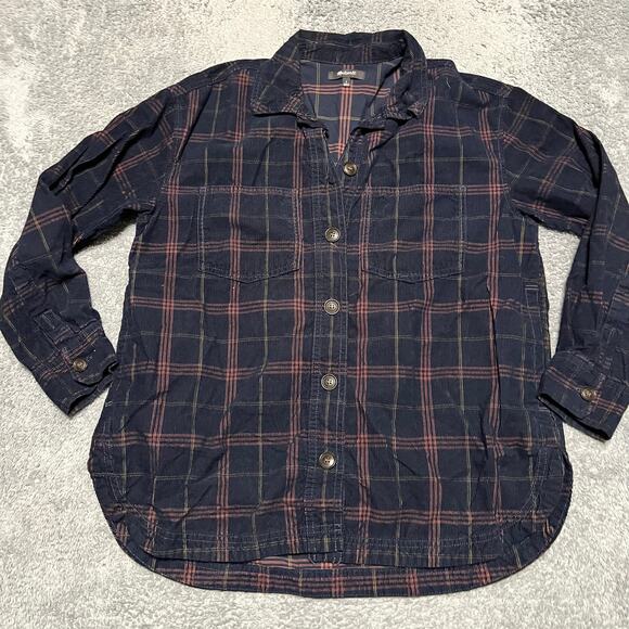 Madewell Shirt Womens Small Corduroy Kentwood Oversized Jacket Plaid button - Picture 1 of 8
